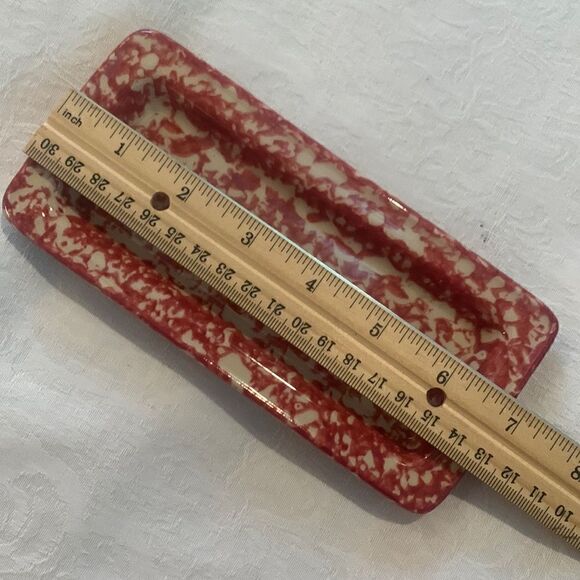 Henn Pottery Butter Dish Spongeware Pink Vintage - Picture 6 of 9